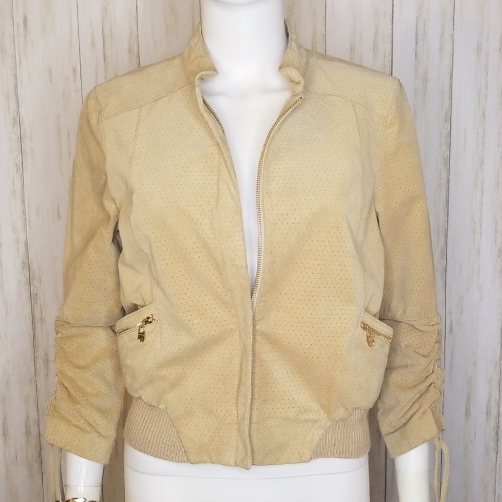Bebe Genuine Leather Bomber Jacket